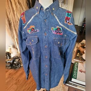 Fieldmaster Vintage Southwest Denim Western Shirt